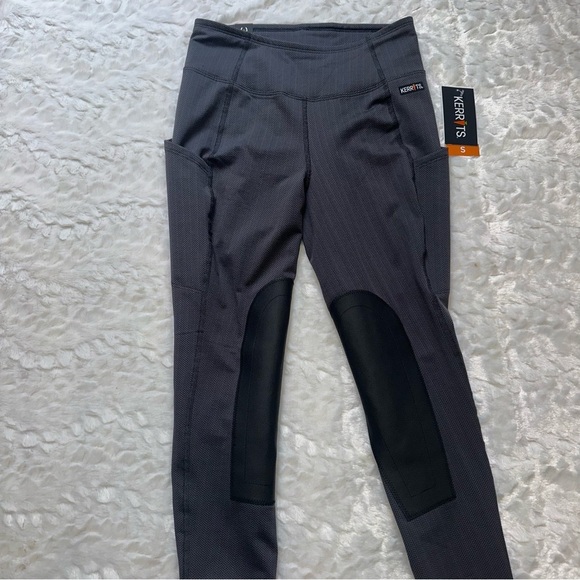 Kerrits Fleece Lite II Knee Patch Tight Women's Sm Peppercorn Gray USA Made NWT - Picture 1 of 7